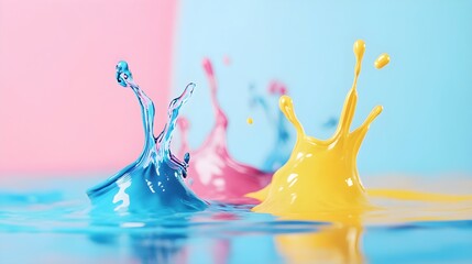 Wall Mural - Vibrant Paint Splatter in Playful Hues Captured in High Resolution