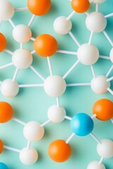 Wall Mural - abstract network model with colorful spheres.