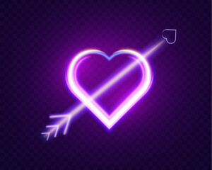 Aufkleber - Glowing neon heart with vibrant pink and blue lights on background. Perfect for romantic, modern, or decorative design.