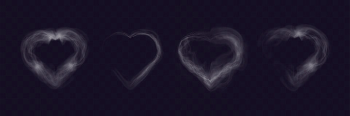 Aufkleber - Transparent smoke hearts on dark background, ethereal design with soft flowing shapes, perfect for romantic, abstract, or mystical concepts.	
