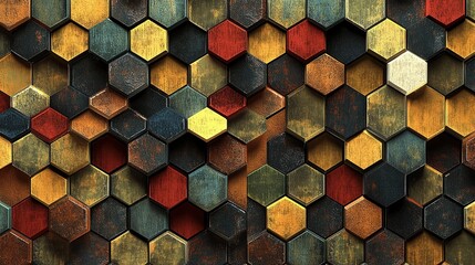 Poster - Geometric Hexagon Pattern in Abstract Design with Vibrant Colors