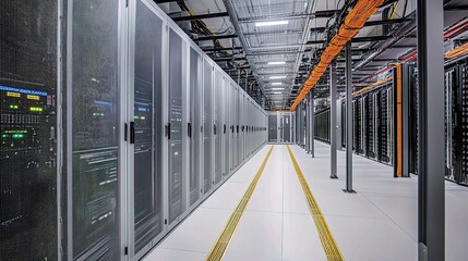 Poster - Digital Infrastructure with Network Cables and Server Racks
