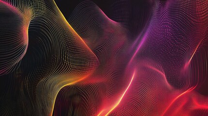 Poster - Abstract Gradient Lines and Dots Connected in Dark Background