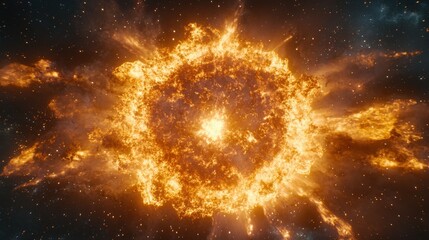 Wall Mural - Explosive Stellar Burst in Vibrant Cosmic Space Scene
