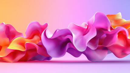 Poster - vibrant and dynamic wave of abstract forms in pink, orange, and purple hues creates stunning visual effect. smooth curves and flowing lines evoke sense of movement and energy