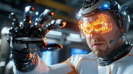 Poster - futuristic depiction of robotic character with glowing elements, showcasing advanced technology and AI in entertainment. character intricate design highlights innovation and creativity