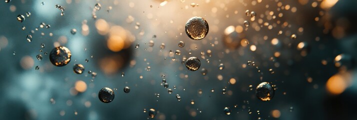 Aufkleber - Viruses suspended in water droplets create a visual representation of microscopic life. Generative AI