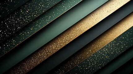 Wall Mural - Abstract diagonal lines of gold and green with glitter.