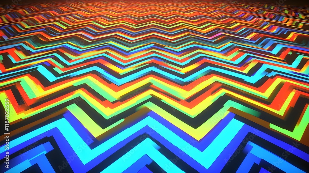 Vibrant Zigzag Pattern with Lively Colors in Dynamic Design
