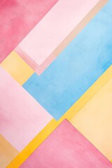 Poster - Explore the trendy pastel background featuring abstract geometric shapes in soothing tones of pink, yellow, and blue with integrated sale tags showcasing a clean layout and ample copy space
