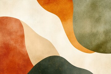 Poster - Organic abstract shapes in warm earthy tones create a soothing minimalist composition for eco-design enthusiasts