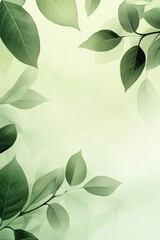 Poster - Soft green gradient background with abstract foliage design creating a modern eco-friendly aesthetic for various creative uses