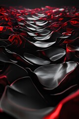 Poster - Flowing abstract waves in black and red create a modern and sleek backdrop for Black Friday promotions, featuring a blank space ideal for text overlay