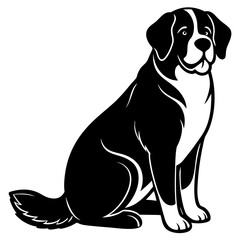 Wall Mural -  st bernard Dog black silhouette vector, dog sitting  silhouette Design vector icon with white background	