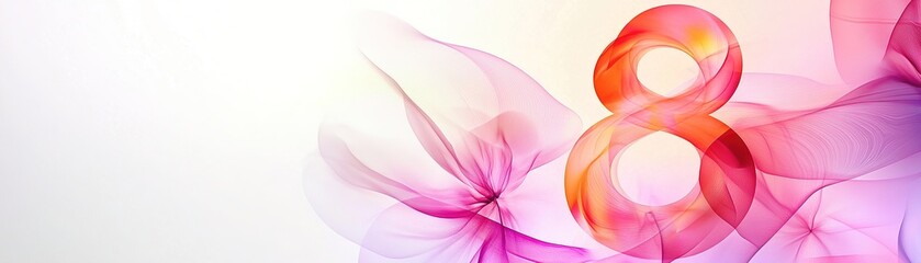 Poster - Abstract design blending soft floral elements with a bold handwritten symbol enhancing a dreamy gradient background suitable for various creative projects