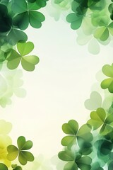 Poster - Modern abstract background with overlapping shamrock shapes in shades of green and soft gradient design suitable for festive occasions