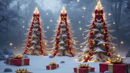 Wall Mural - christmas tree with presents ai generative