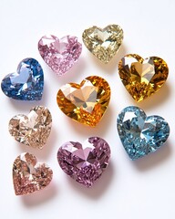 Poster - Sparkling Heart Shaped Gems Colorful Jewels Luxury Collection