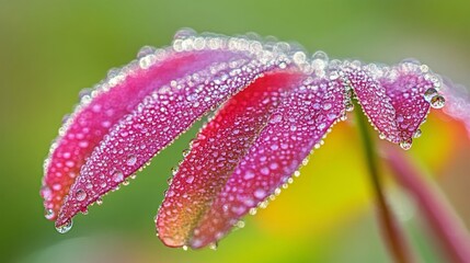 Wall Mural - Dewdrops Adorn Pink Flower Petals Gracefully