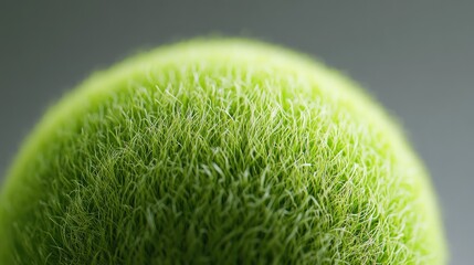 Poster - Green textured ball with soft hairy surface and smooth circular outline against a blurred background showcasing contrast and detail.