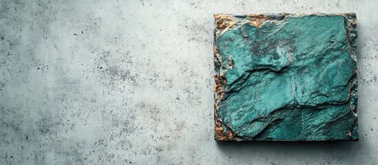 Poster - Abstract dark teal stone texture on light concrete background with ample space for text and creative design elements