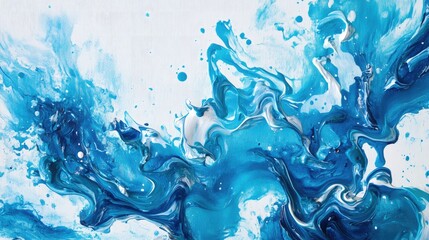 Poster - vibrant 3d abstract ocean-inspired watercolor textures in shades of blue and turquoise against a cri