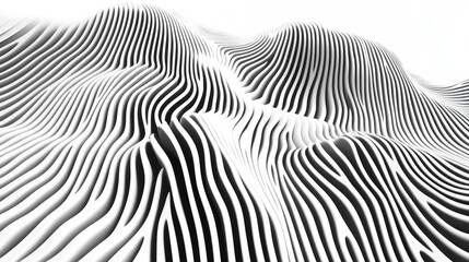 Poster - Fluid Wave Patterns in Monochrome with Dynamic Curved Lines and Abstract Texture Design
