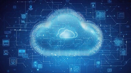 Poster - Digital Cloud Computing Technology and Data Transfer Concept