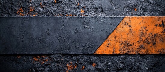 Poster - Dark gray and orange textured cement background with empty space for text ideal for business or creative applications