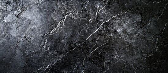 Poster - Dark gray and black marble texture background with smooth surface ideal for elegant designs and empty space for text or graphics