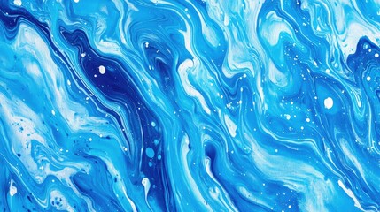 Poster - turquoise blue abstract watercolor ocean texture with swirls splashes and vibrant hues on a white ba