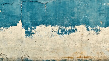 Poster - Textured Blue and White Grunge Wall Background with Distressed Areas Suitable for Design and Artistic Projects