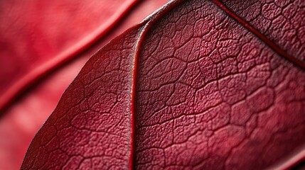 Poster - Crimson Leaf Texture with Detailed Veins and Subtle Highlights for Abstract Nature Background Design