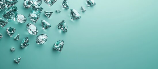 Poster - Abstract Diamonds Glimmering on Soft Green and Light Cyan Background for Elegant Text Placement and Creative Designs