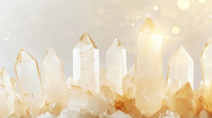 Poster - Crystal Mineral Background for Beauty Products with Soft Focus and Warm Tones