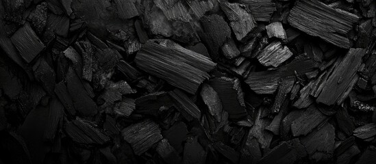 Poster - Black Charcoal Ashes Texture Background Ideal for Creative Projects with Empty Space for Text and Visual Effects