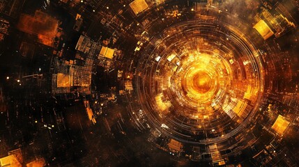 Poster - Abstract Data Mining Visualization with Orange and Black Elements