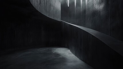 Poster - Abstract Curved Concrete Interior with Dramatic Lighting Effects