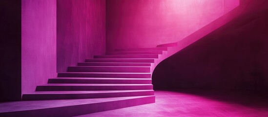 Poster - Abstract dark pink geometric staircase design with empty space suitable for creative backgrounds and artistic text placement in film studio