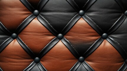 Poster - Elegant abstract texture of dark brown and black leather with quilted design for interior, fashion or accessory backgrounds