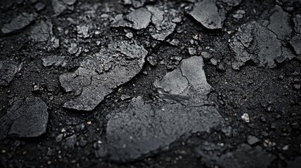 Poster - Abstract grunge texture with dark cracked black surface creating a moody background for design and creative projects.