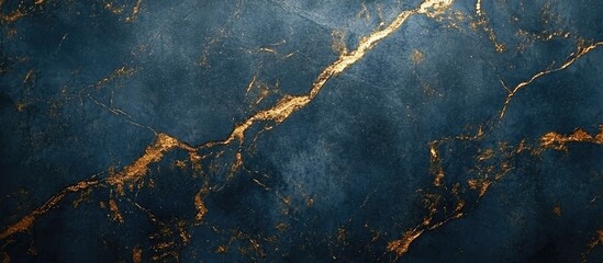Poster - Elegant dark blue and gold marble texture background with a sophisticated cement-like appearance and ample space for text inclusion