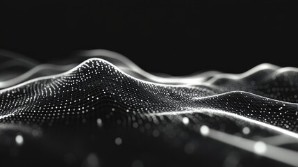 Poster - Digital Abstract Wave Form with Curved Lines and Dots for Technology and Design Background