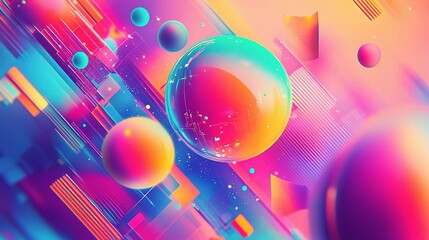 Poster - Colorful Abstract Technology Artwork with Dynamic Lines and Shapes