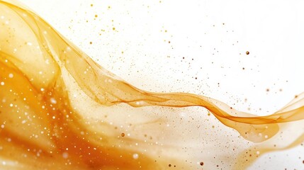 Poster - Fluid Abstract Organic Wave with Particles in Warm Tones on a White Background for Modern Design and Artistic Concepts