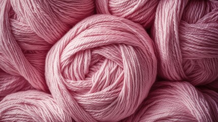 Poster - Pink yarn skeins arranged artistically for knitting showcasing texture and color perfect for craft and handmade project inspiration.