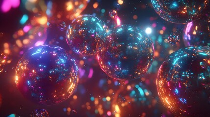 Wall Mural - Mesmerizing Glowing Bubbles with Gradient Effects for Peaceful Vibes