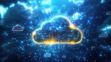 Poster - Digital Technology Concept with Cloud Data and Futuristic Design