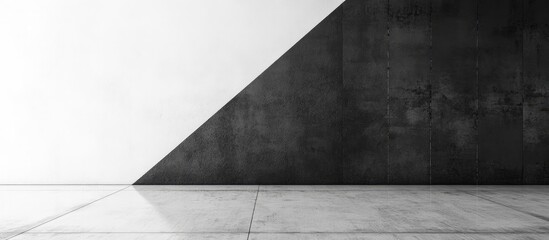 Poster - Abstract Monochrome Concrete Angle with Diagonal Division and Empty Space for Text in Modern Minimalist Interior Design