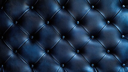 Poster - Deep Blue Textured Faux Leather Background with Button Detailing for Elegant Design Projects